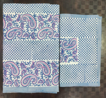 100%Pure cotton hand block designer bedsheet with 2 pillow cover