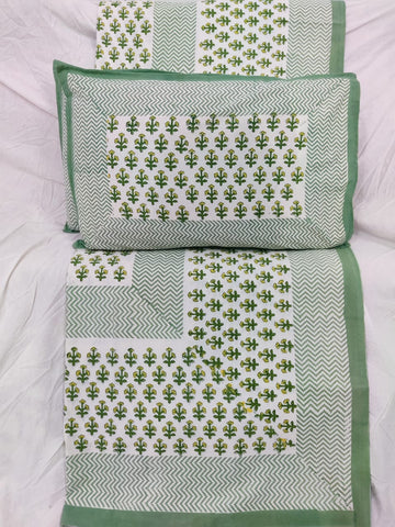 100%Pure cotton hand block designer bedsheet with 2 pillow cover
