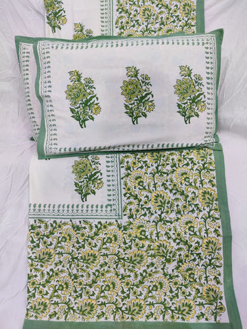 100%Pure cotton hand block designer bedsheet with 2 pillow cover