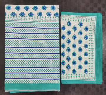 100%Pure cotton hand block designer bedsheet with 2 pillow cover