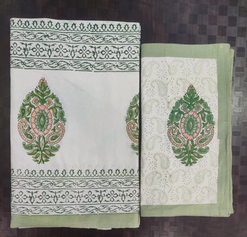 100%Pure cotton hand block designer bedsheet with 2 pillow cover
