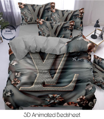 Cotton Satin silk logo branding designer bedsheet with 2 pillow cover