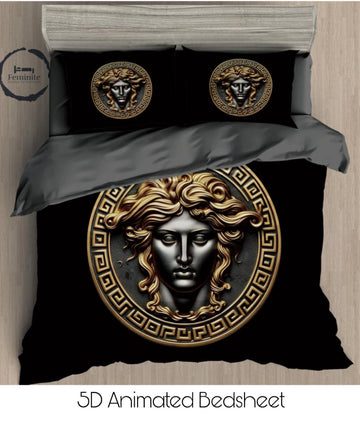 Cotton Satin silk logo branding designer bedsheet with 2 pillow cover