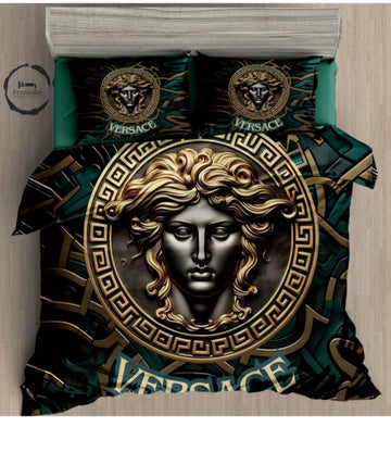 Cotton Satin silk logo branding designer bedsheet with 2 pillow cover