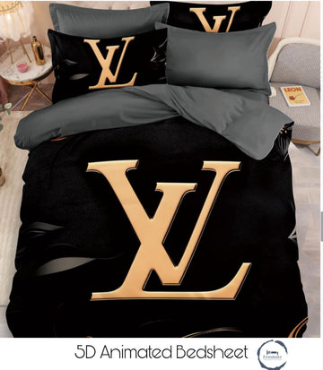 Cotton Satin silk logo branding designer bedsheet with 2 pillow cover