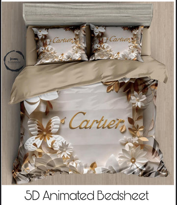 Cotton Satin silk logo branding designer bedsheet with 2 pillow cover