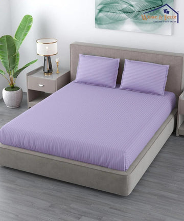 Cotton Satin Stripe Plain solid colors elastic fitted bedsheet with 2 pillow cover