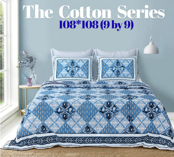Cotton designer king size bedsheet with 2 pillow cover
