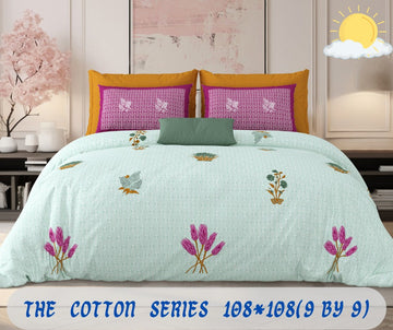 Cotton designer king size bedsheet with 2 pillow cover