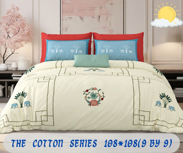 Cotton designer king size bedsheet with 2 pillow cover