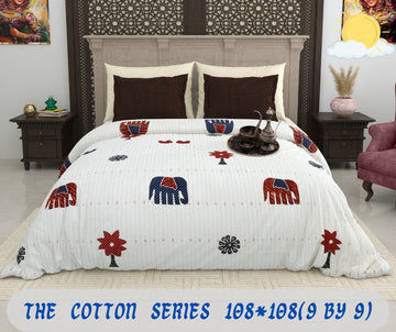 Cotton designer king size bedsheet with 2 pillow cover