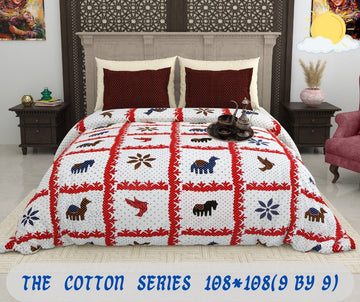 Cotton designer king size bedsheet with 2 pillow cover