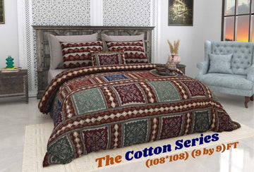 Cotton designer king size bedsheet with 2 pillow cover