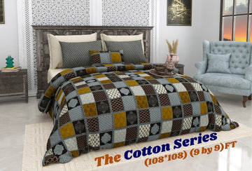 Cotton designer king size bedsheet with 2 pillow cover