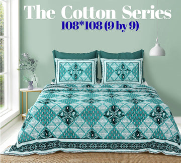Cotton designer king size bedsheet with 2 pillow cover