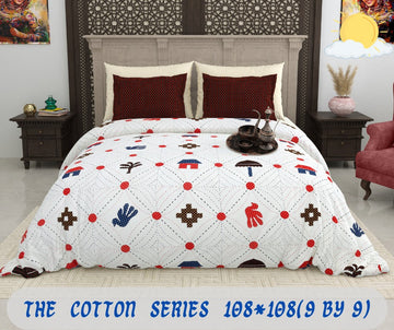 Cotton designer king size bedsheet with 2 pillow cover