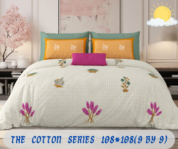 Cotton designer king size bedsheet with 2 pillow cover