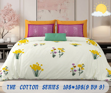 Cotton designer king size bedsheet with 2 pillow cover
