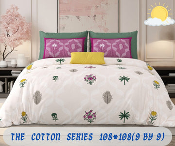 Cotton designer king size bedsheet with 2 pillow cover