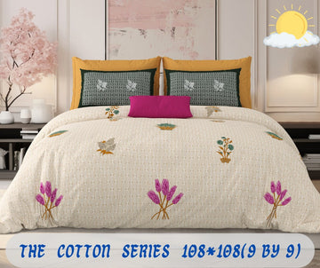 Cotton designer king size bedsheet with 2 pillow cover