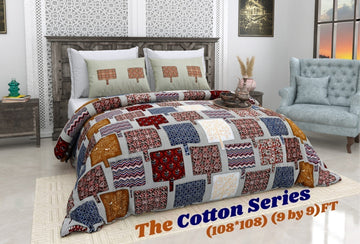Cotton designer king size bedsheet with 2 pillow cover