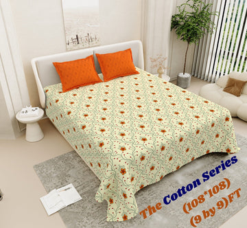 Cotton designer king size bedsheet with 2 pillow cover