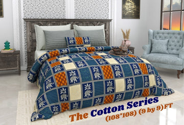 Cotton designer king size bedsheet with 2 pillow cover