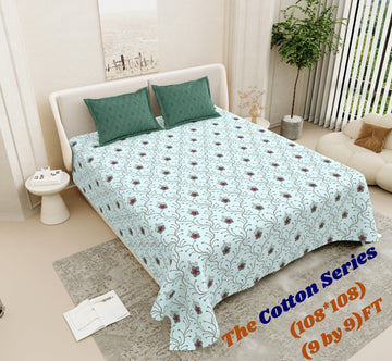 Cotton designer king size bedsheet with 2 pillow cover