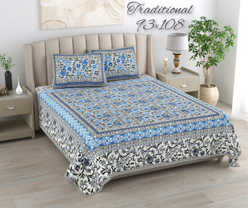 100%pure cotton traditional design bedsheet with 2 pillow cover
