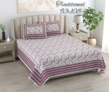 100%pure cotton traditional design bedsheet with 2 pillow cover
