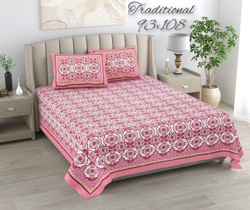 100%pure cotton traditional design bedsheet with 2 pillow cover