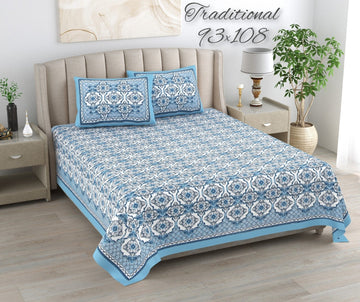 100%pure cotton traditional design bedsheet with 2 pillow cover