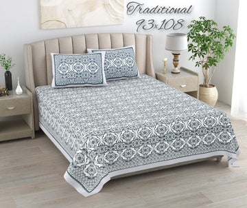 100%pure cotton traditional design bedsheet with 2 pillow cover