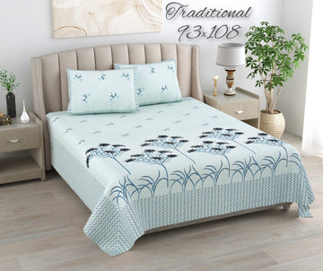 100%pure cotton traditional design bedsheet with 2 pillow cover