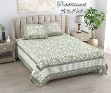 100%pure cotton traditional design bedsheet with 2 pillow cover