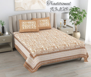 100%pure cotton traditional design bedsheet with 2 pillow cover