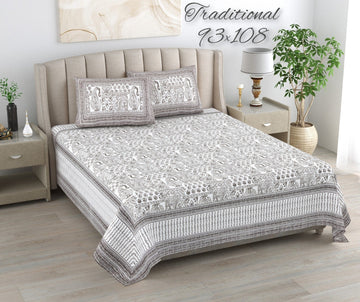 100%pure cotton traditional design bedsheet with 2 pillow cover