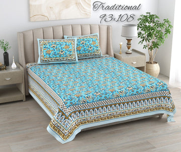 100%pure cotton traditional design bedsheet with 2 pillow cover
