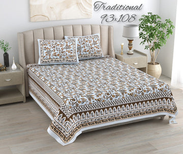 100%pure cotton traditional design bedsheet with 2 pillow cover