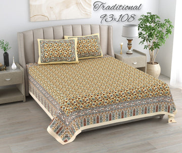 100%pure cotton traditional design bedsheet with 2 pillow cover