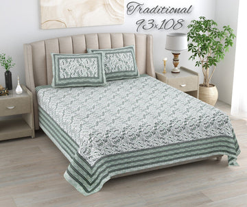 100%pure cotton traditional design bedsheet with 2 pillow cover