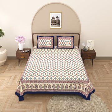 100%pure cotton traditional design bedsheet with 2 pillow cover