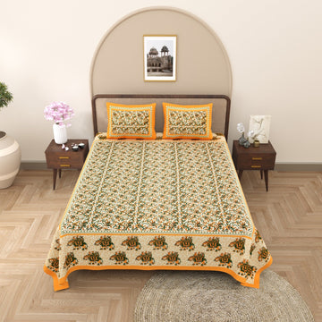 100%pure cotton traditional design bedsheet with 2 pillow cover