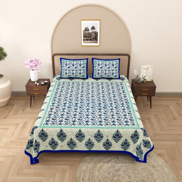 100%pure cotton traditional design bedsheet with 2 pillow cover