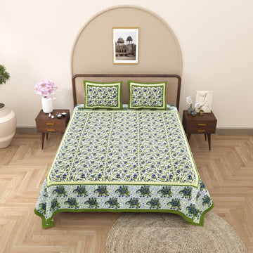100%pure cotton traditional design bedsheet with 2 pillow cover