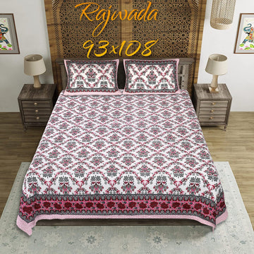 100%pure cotton traditional design bedsheet with 2 pillow cover