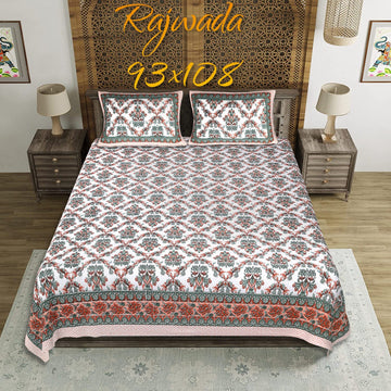 100%pure cotton traditional design bedsheet with 2 pillow cover
