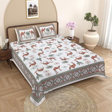 100%pure cotton traditional design bedsheet with 2 pillow cover
