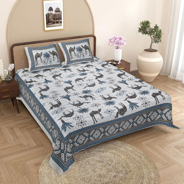 100%pure cotton traditional design bedsheet with 2 pillow cover
