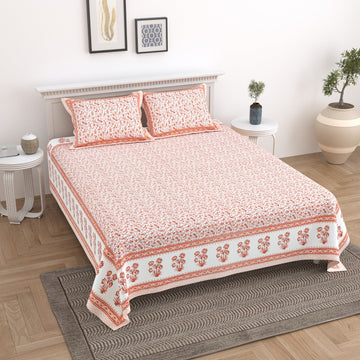 100%pure cotton traditional design bedsheet with 2 pillow cover
